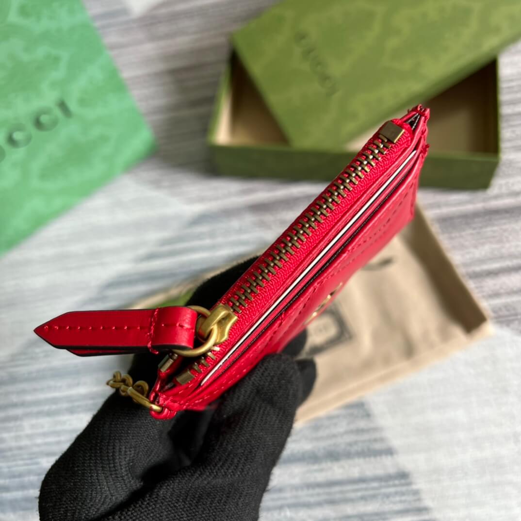 GG 627064 Marmont wallet 10cm red COWHIDE