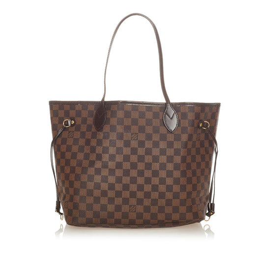 Louis Vuitton Damier Neverfull MM Brown PVC Leather Tote Bag