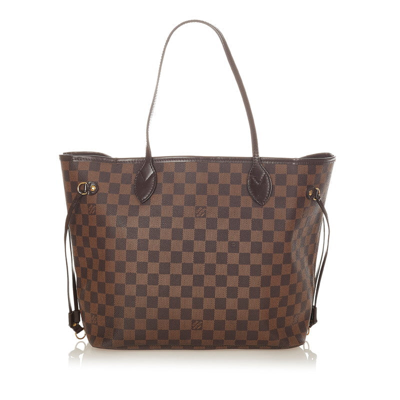 Louis Vuitton Damier Neverfull MM Brown PVC Leather Tote Bag