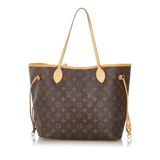 Louis Vuitton Monogram Neverfull MM Brown PVC Leather Tote Bag