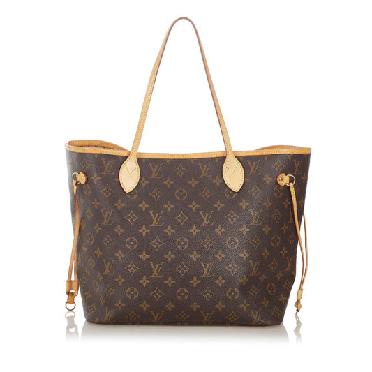 Louis Vuitton Monogram Neverfull MM Brown PVC Leather Tote Bag
