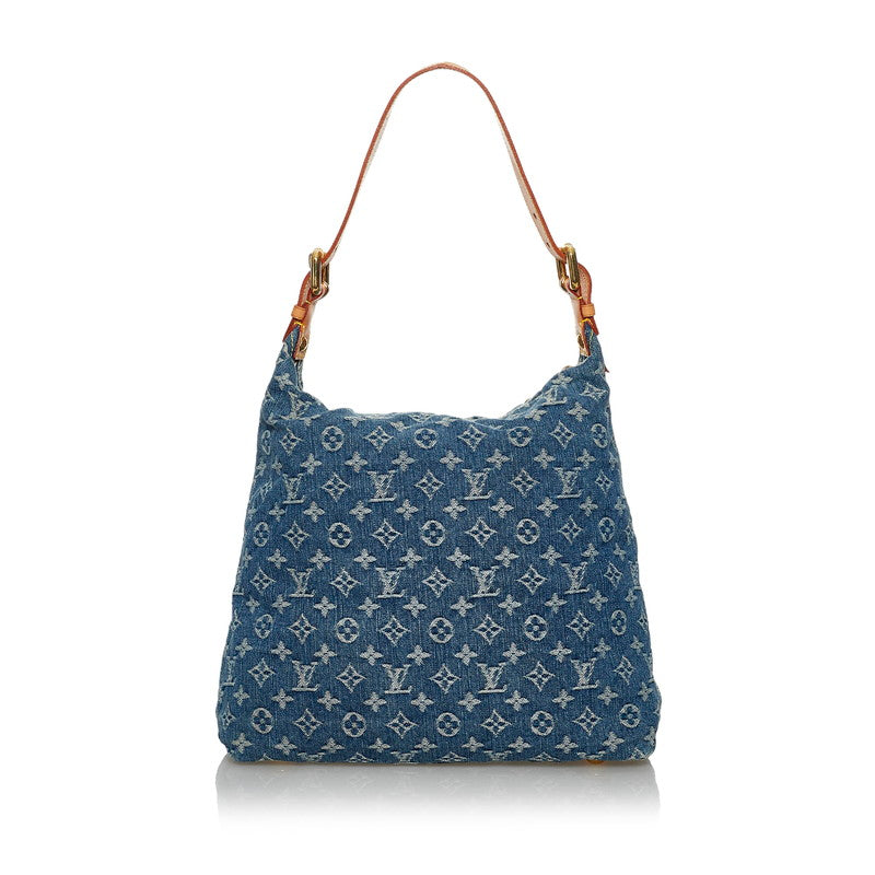 Louis Vuitton Monogram Denim Baggy GM Shoulder Bag Blue Leather