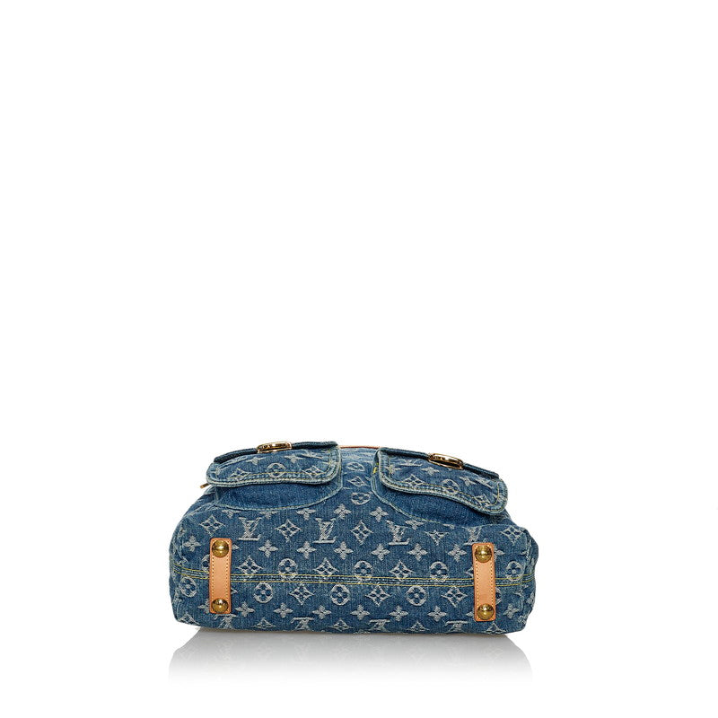 Louis Vuitton Monogram Denim Baggy GM Shoulder Bag Blue Leather