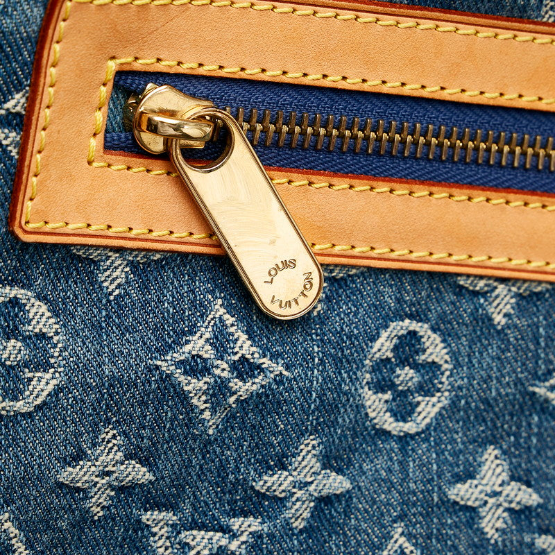 Louis Vuitton Monogram Denim Baggy GM Shoulder Bag Blue Leather