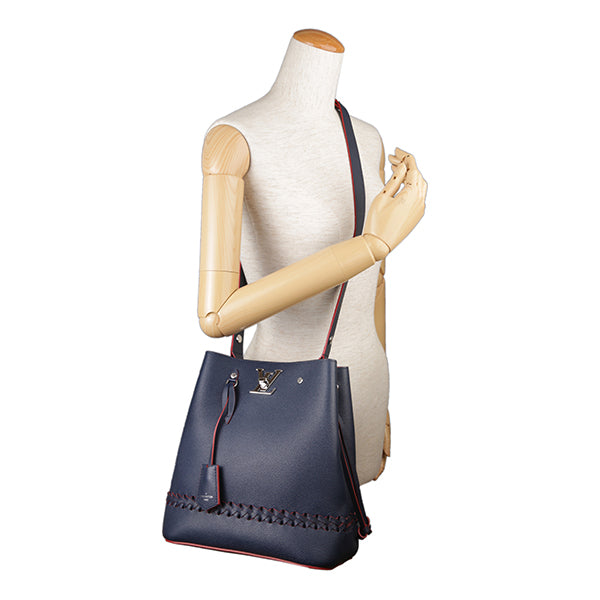 Louis Vuitton Shoulder Bag Lockme Bucket Marine Rouge Navy