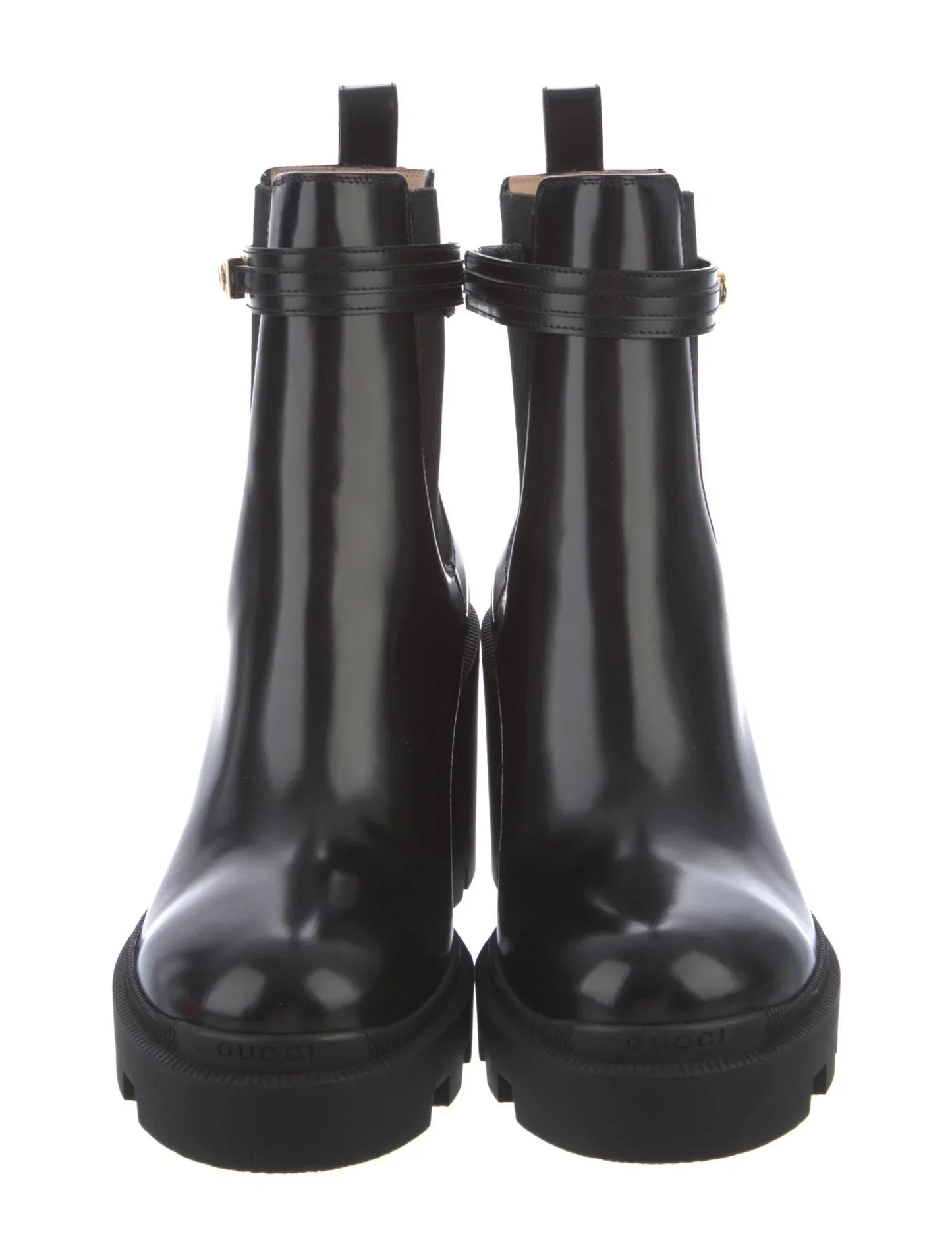 GUCCI LEATHER LOGO BOOTIES