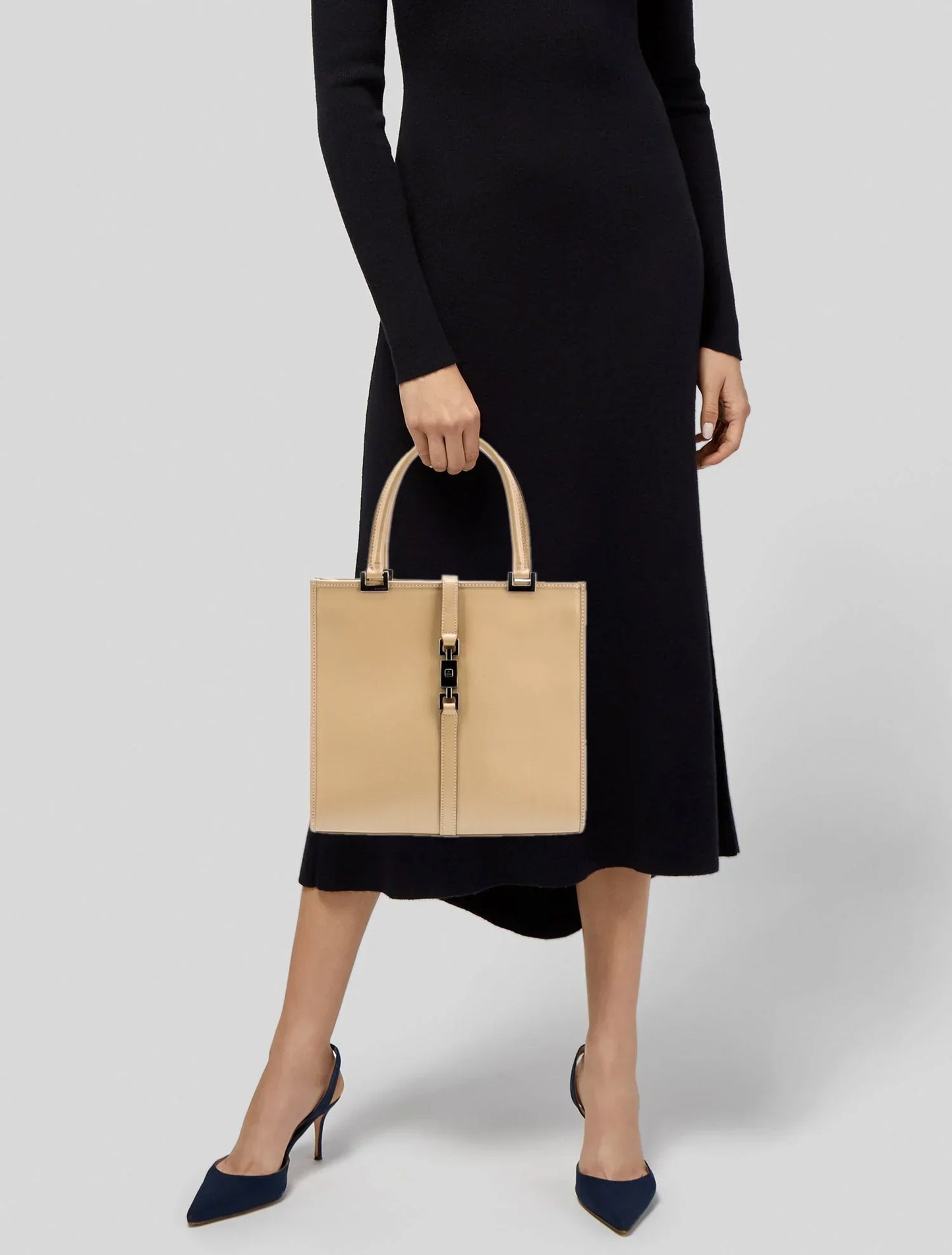 GUCCI PISTON LOCK JACKIE   CALFSKIN TOTE BAG