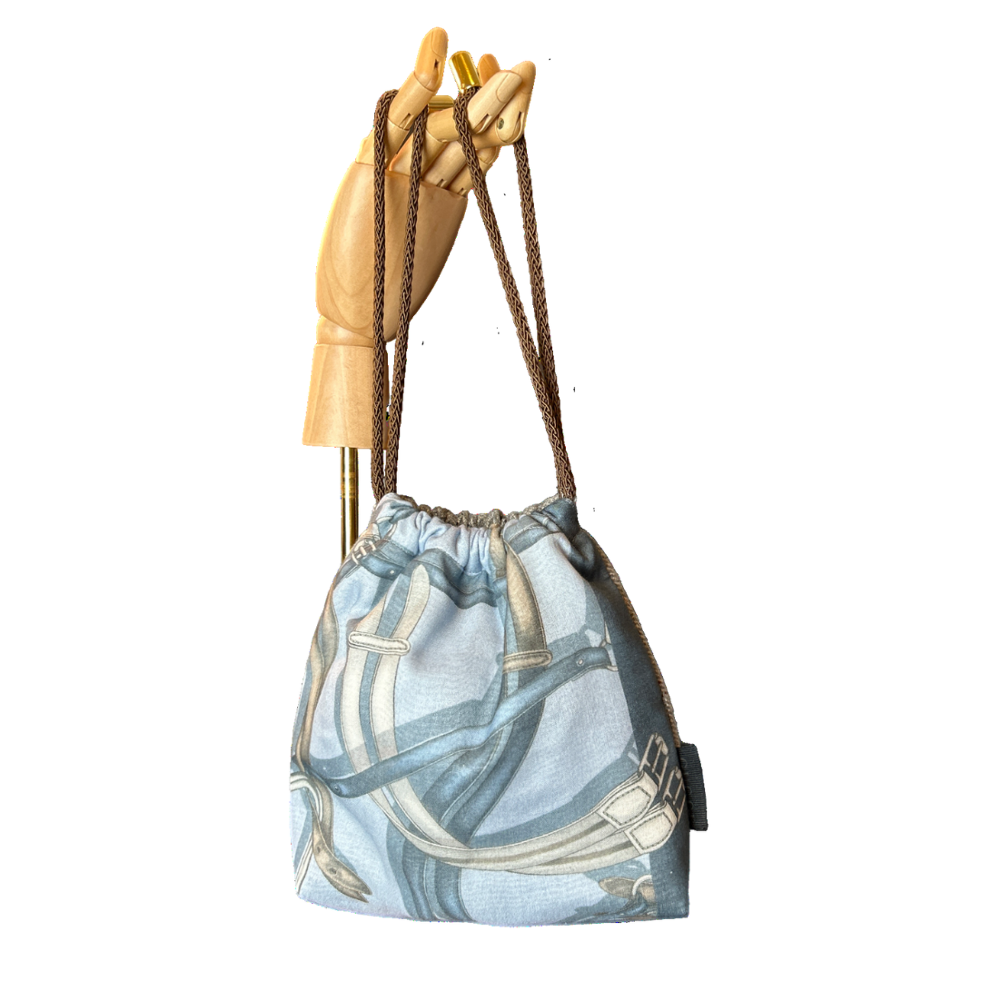 Equestrian Gray   Scarf Drawstring Crossbody Bag