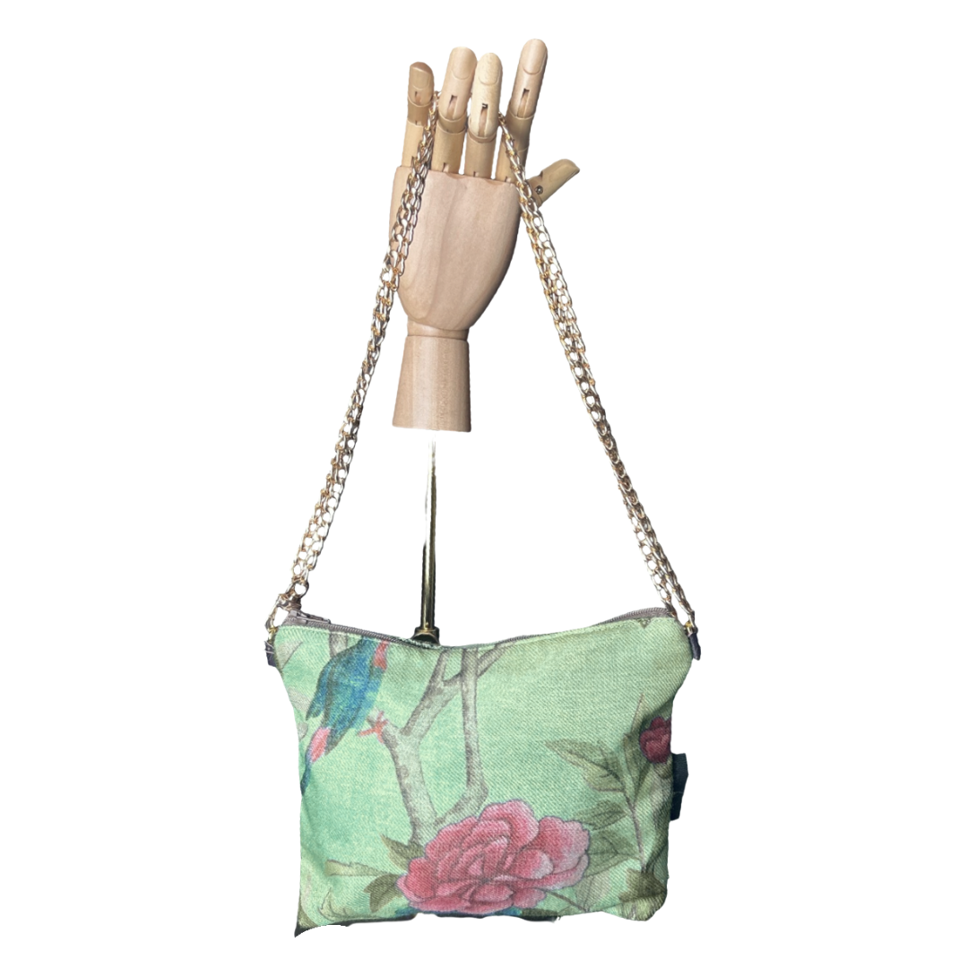 Chinoiserie Verte   Silk Scarf Crossbody Bag