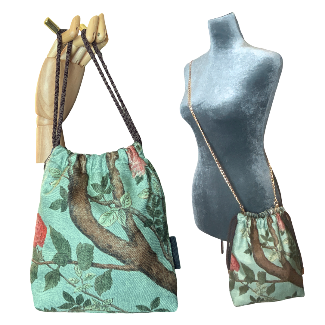 Chinoiserie Verte   Scarf Drawstring Crossbody Bag