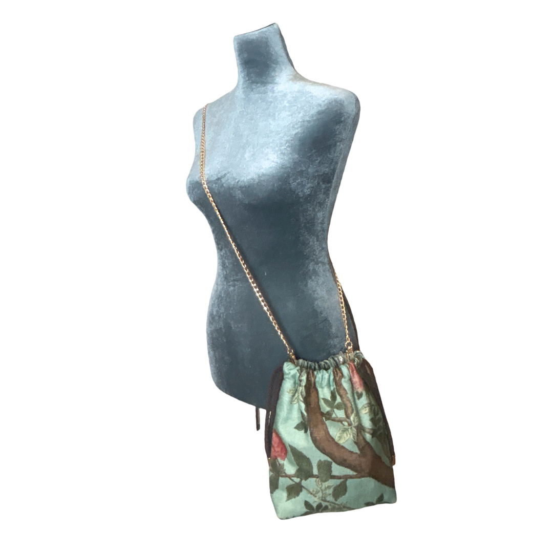 Chinoiserie Verte   Scarf Drawstring Crossbody Bag