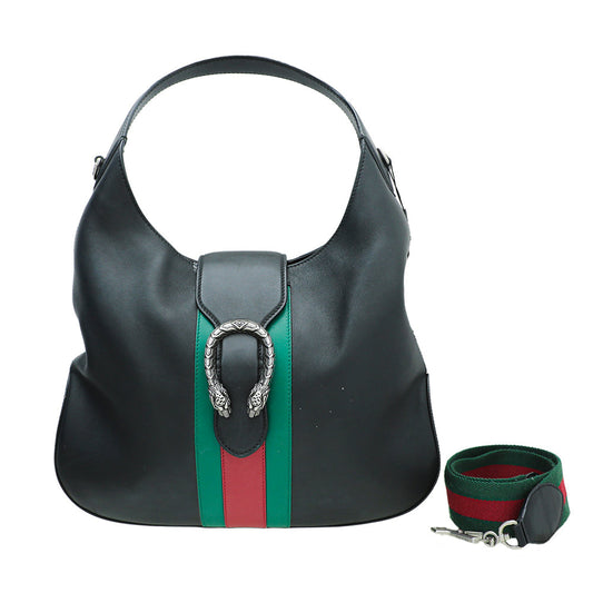 Gucci Black Dionysus Web Hobo Medium Bag