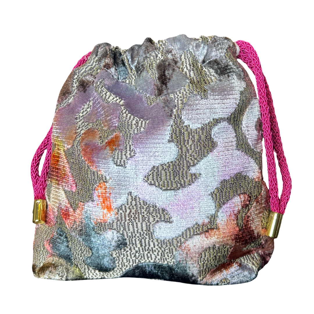 Farfalle Blue   Scarf Drawstring Crossbody Bag