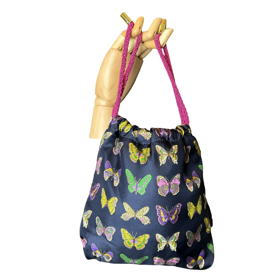 Farfalle Blue   Scarf Drawstring Crossbody Bag