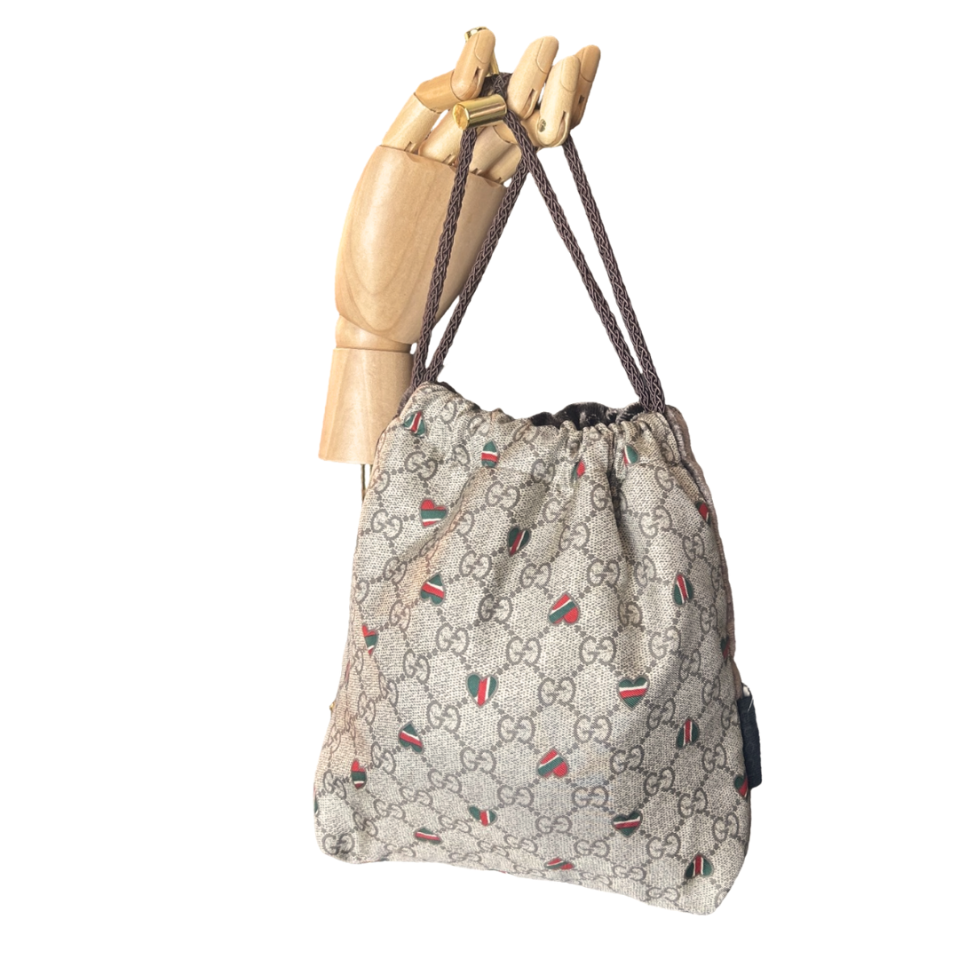 GG Hearts   Scarf Drawstring Crossbody Bag