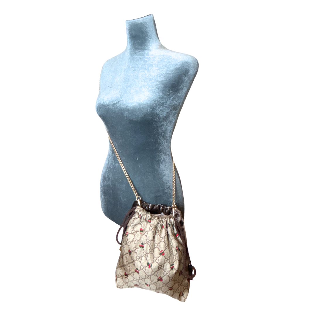 GG Hearts   Scarf Drawstring Crossbody Bag