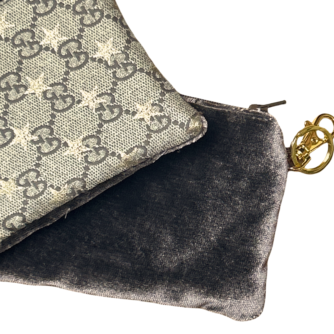 GG Logo Star   Silk Scarf Coffee Run Keychain Bag