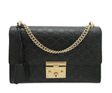 Gucci Black Guccissima Padlock Bag
