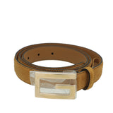 Gucci Mustard Suede Square G Buckle Belt 30