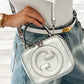 GUCCI BLONDIE METALLIC CALFSKIN LEATHER TOP HANDLE BAG