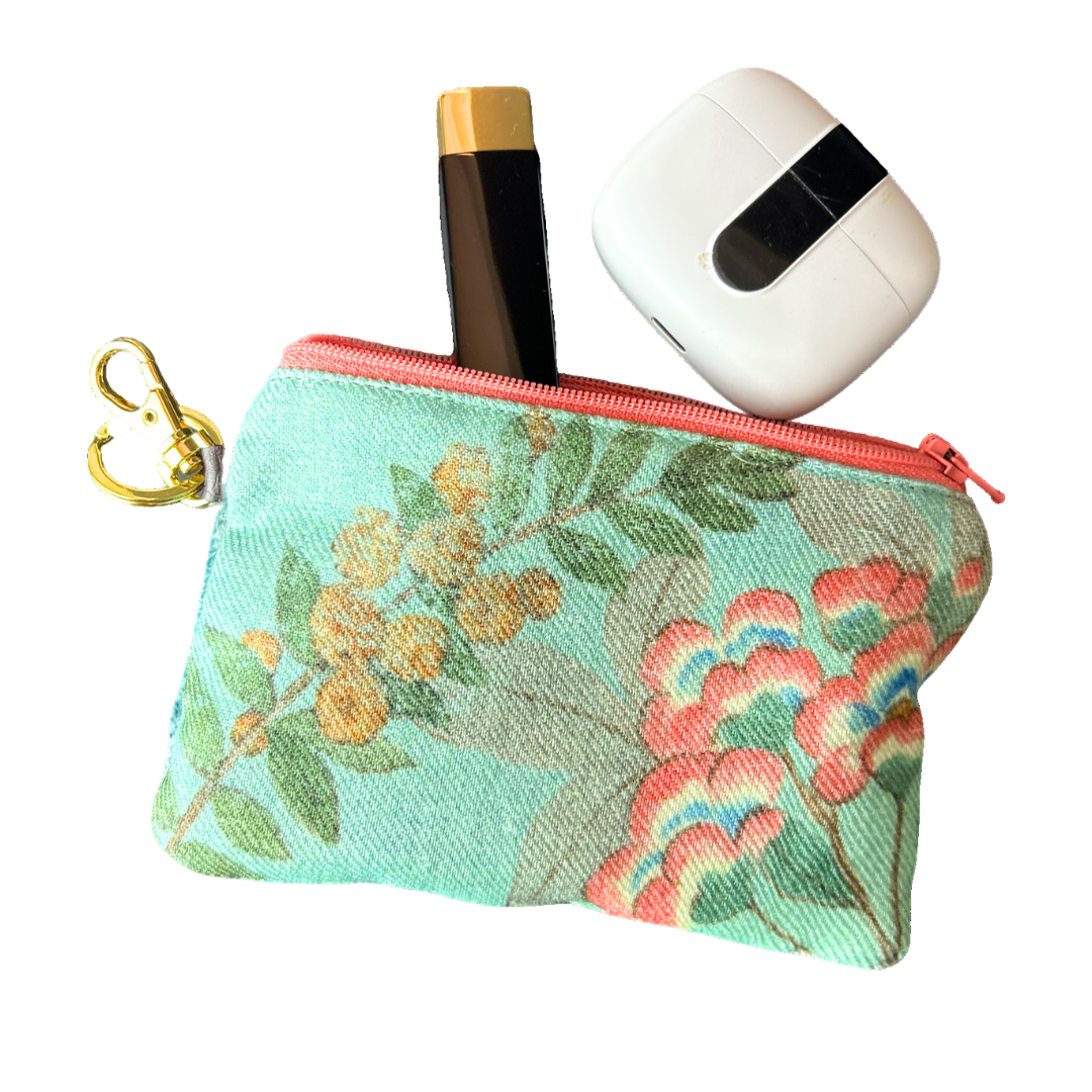 Chinoiserie Verte   Silk Scarf Coffee Run Keychain Bag