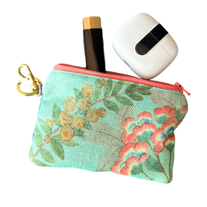 Chinoiserie Verte   Silk Scarf Coffee Run Keychain Bag