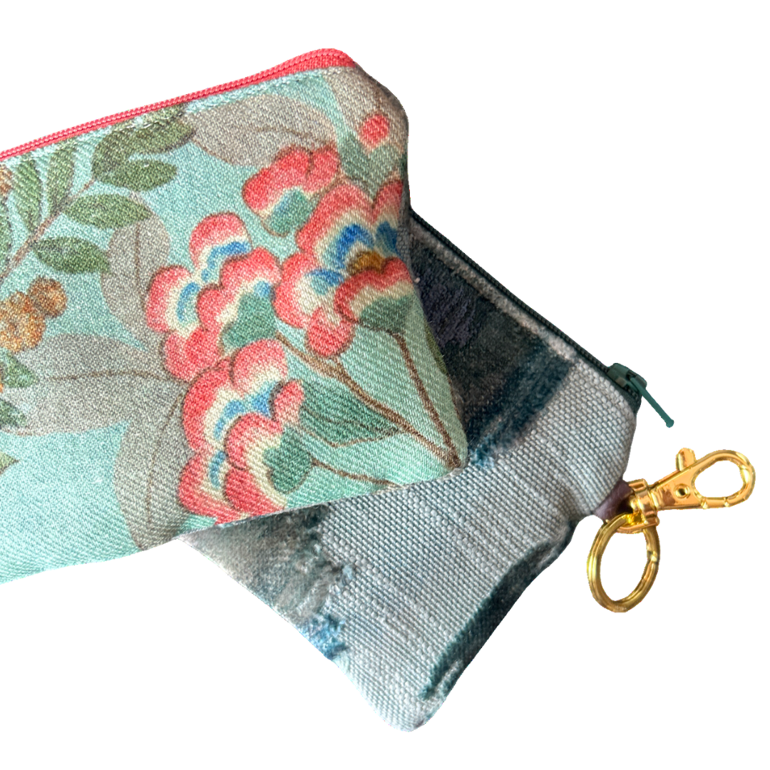 Chinoiserie Verte   Silk Scarf Coffee Run Keychain Bag