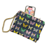 Farfalle Blue   Silk Scarf Wristlet Bag