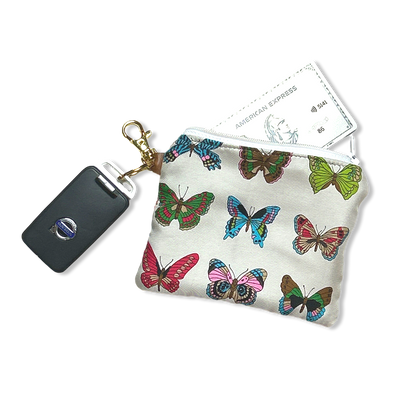 Farfalle White   Silk Scarf Coffee Run Keychain Bag