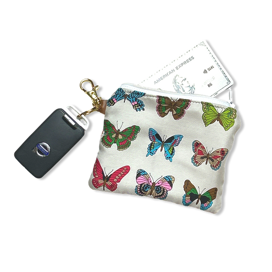 Farfalle White   Silk Scarf Coffee Run Keychain Bag
