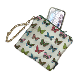 Farfalle White   Silk Scarf Wristlet Bag