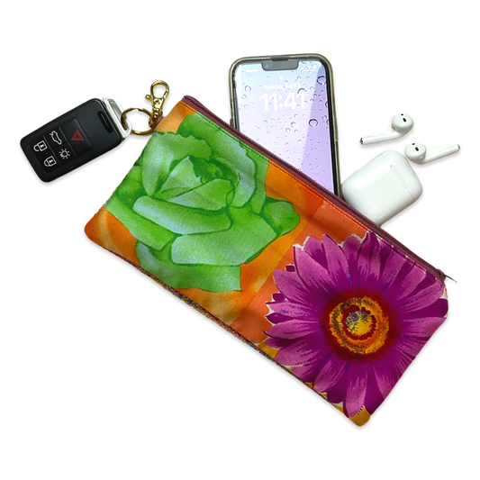 Flower Pop   Silk Scarf Coffee Run Keychain Bag XL