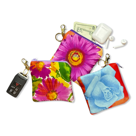 Flower Pop   Silk Scarf Coffee Run Keychain Bag