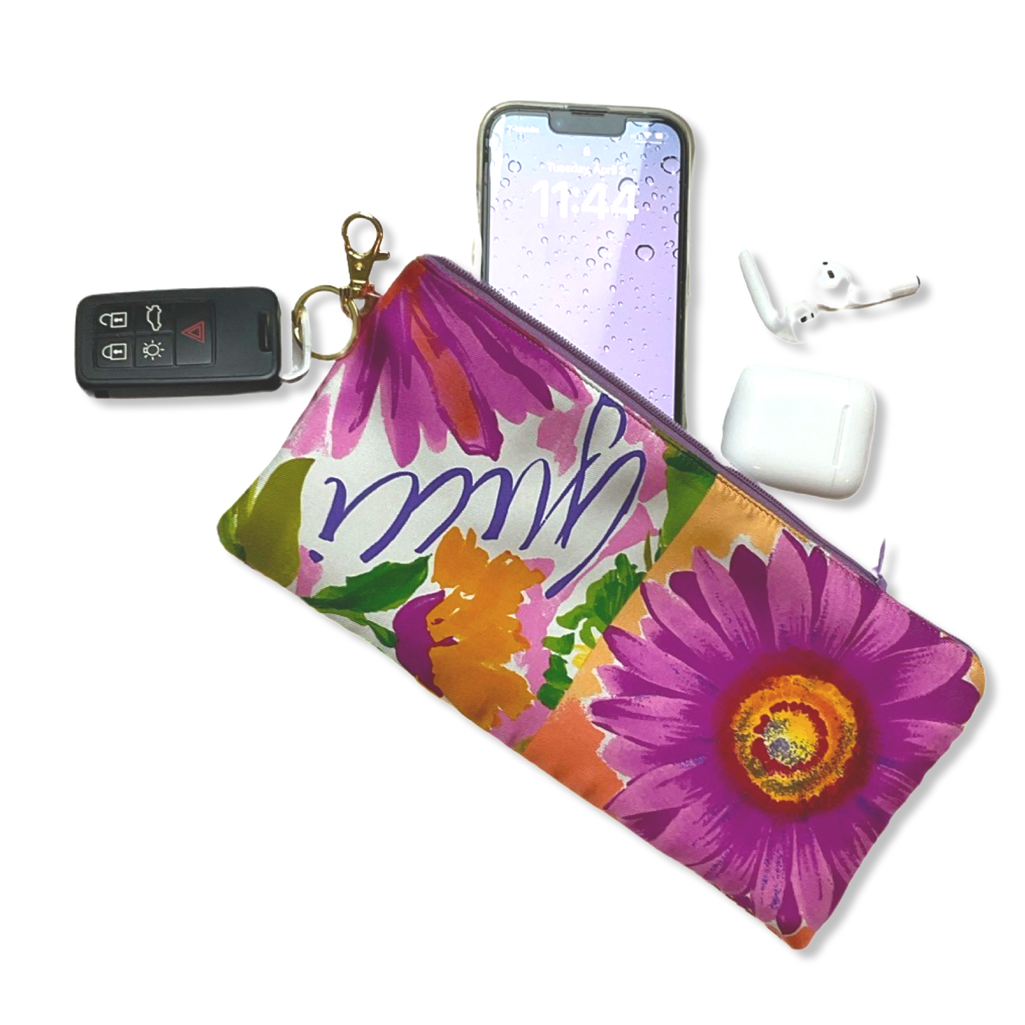 Flower Pop   Silk Scarf Coffee Run Keychain Bag XL