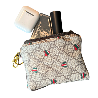GG Logo Heart   Silk Scarf Coffee Run Keychain Bag