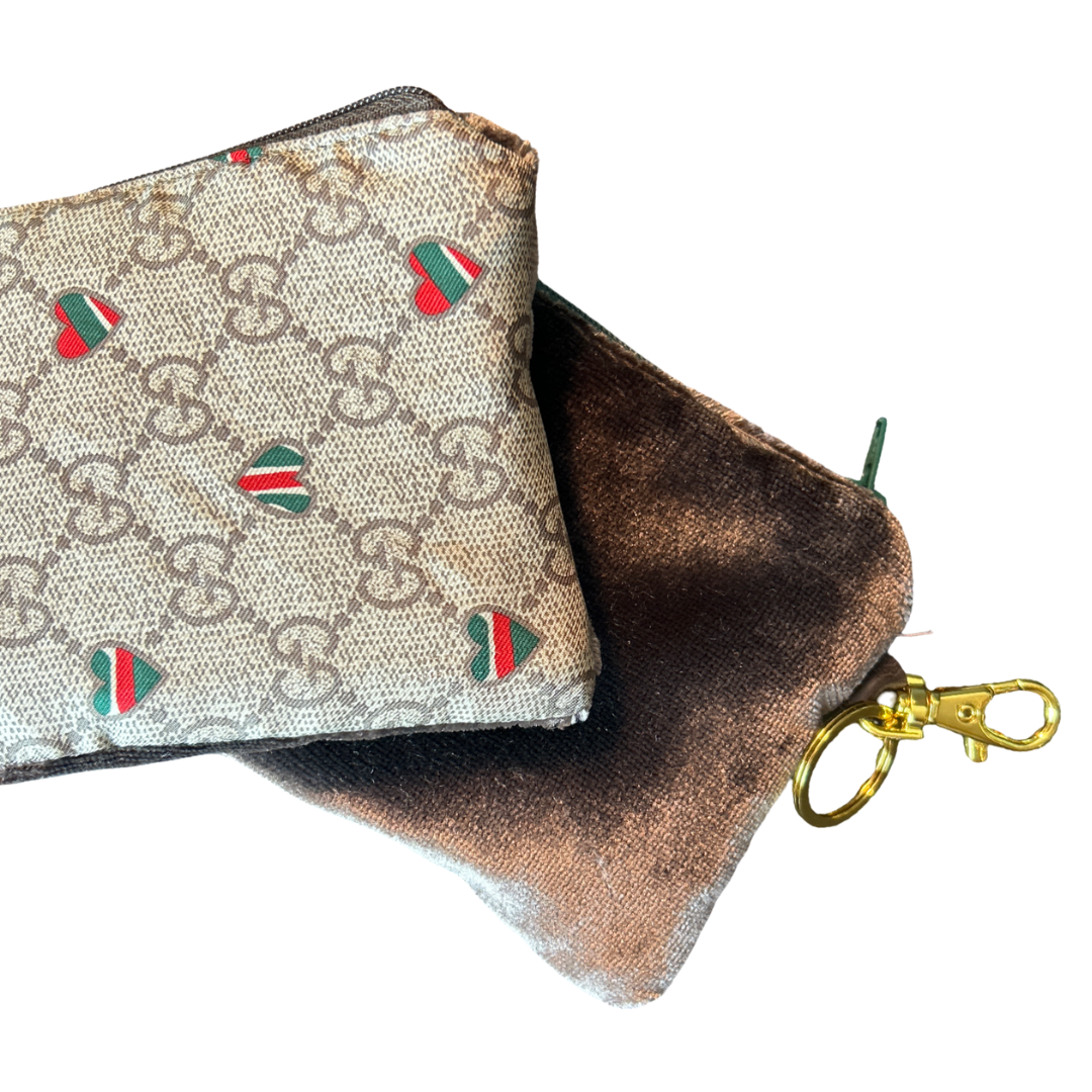 GG Logo Heart   Silk Scarf Coffee Run Keychain Bag