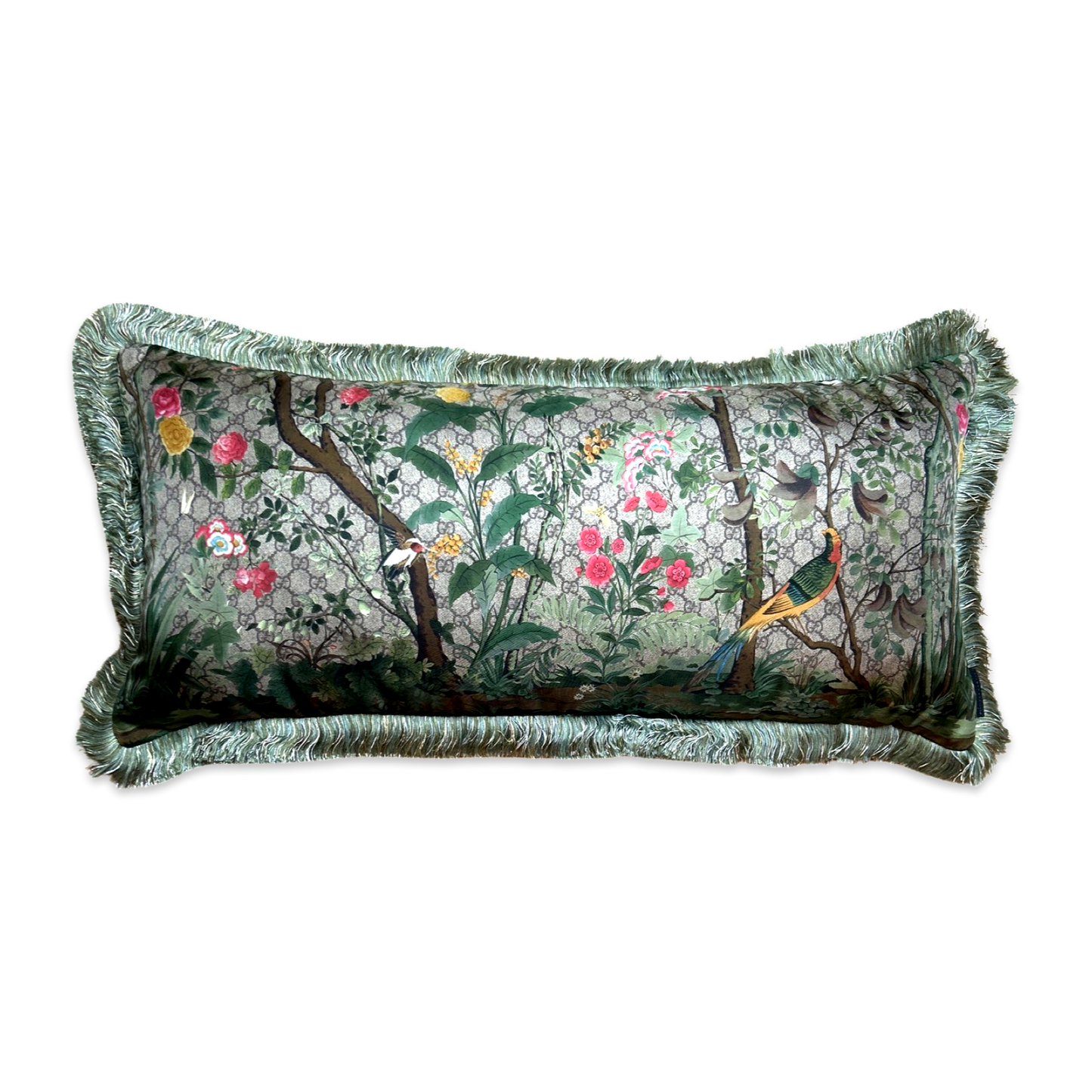 GG Logo Tree of Life Tian Chinoiserie   Silk Scarf Pillows