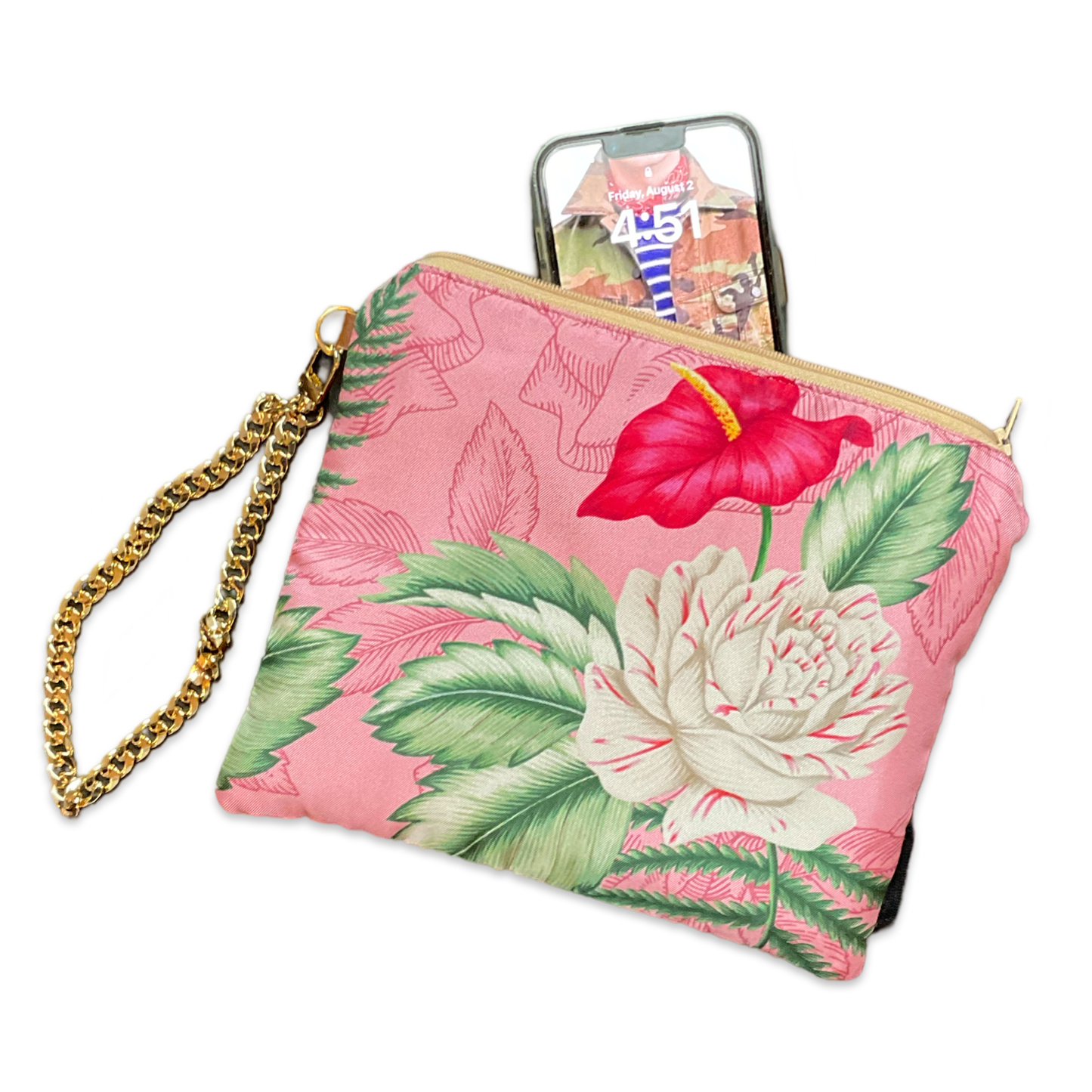 Hawaiian Soul   Silk Scarf Wristlet Bag