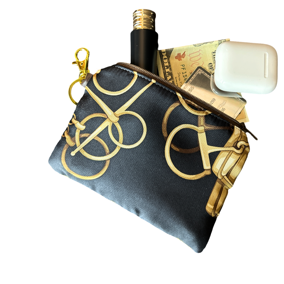 Horse Bit Noir   Silk Scarf Coffee Run Keychain Bag