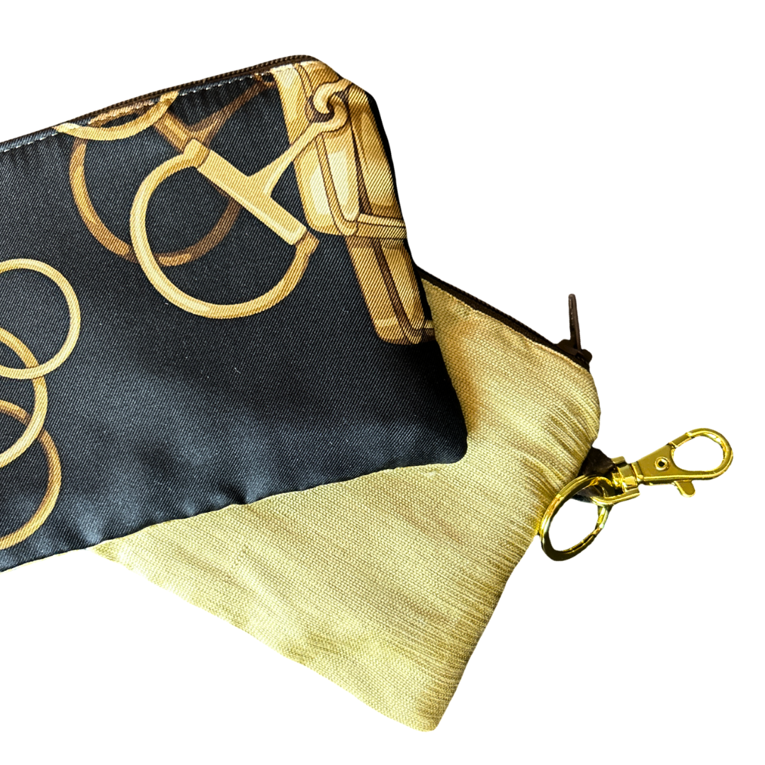 Horse Bit Noir   Silk Scarf Coffee Run Keychain Bag