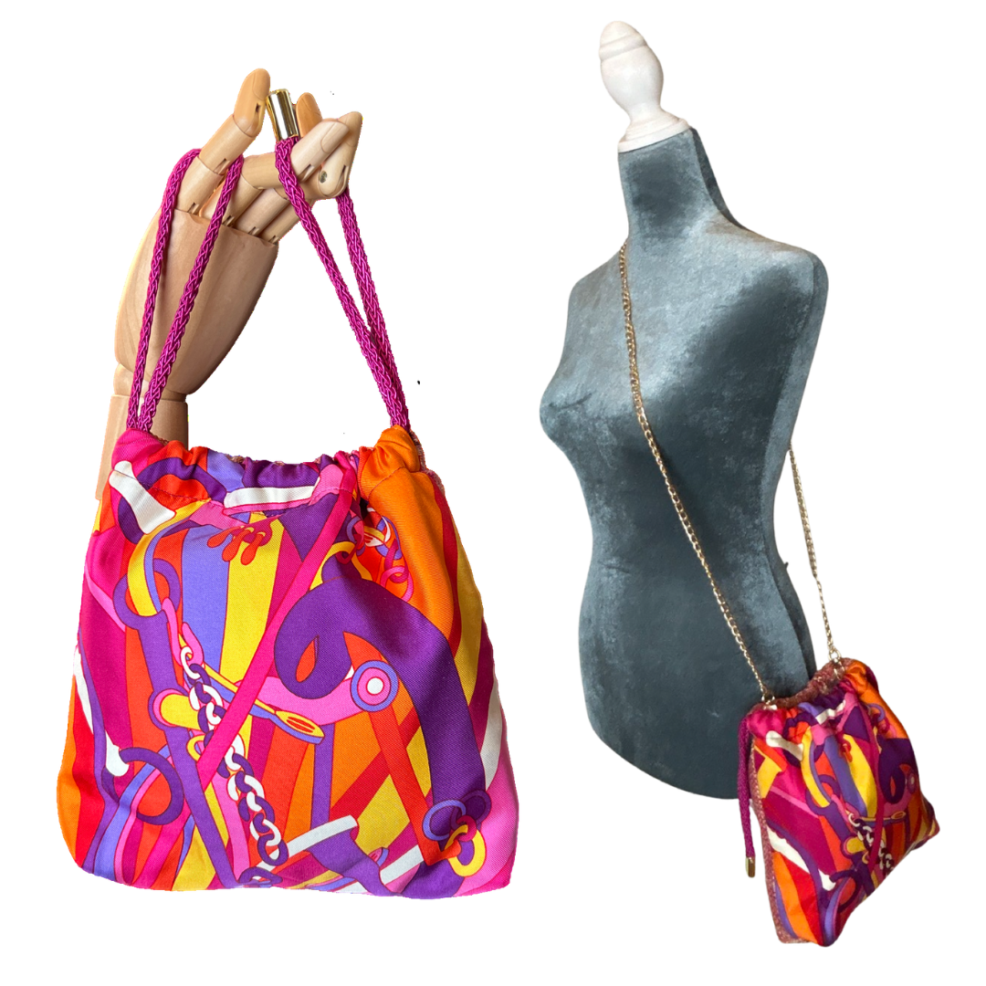 Pop Art Equestrian   Scarf Drawstring Crossbody Bag
