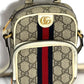 GUCCI GG SUPREME WEB MINI OPHIDIA DOUBLE ZIP MESSENGER BAG