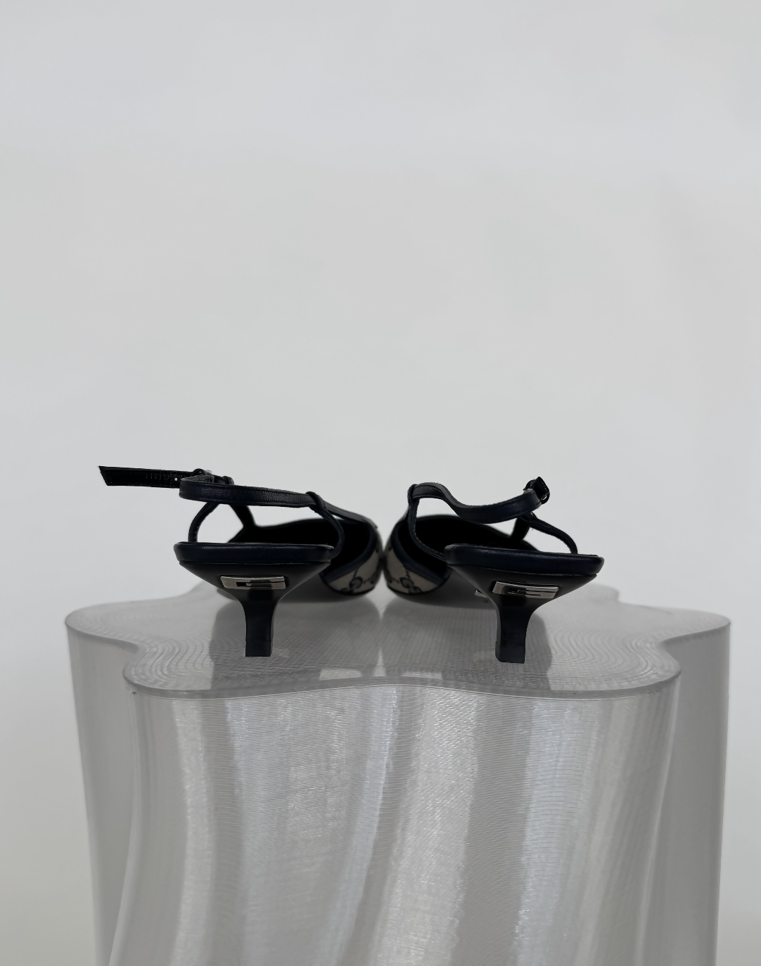 Gucci GG Slingback Pumps 35mm GG Navy Blue - FULL SET