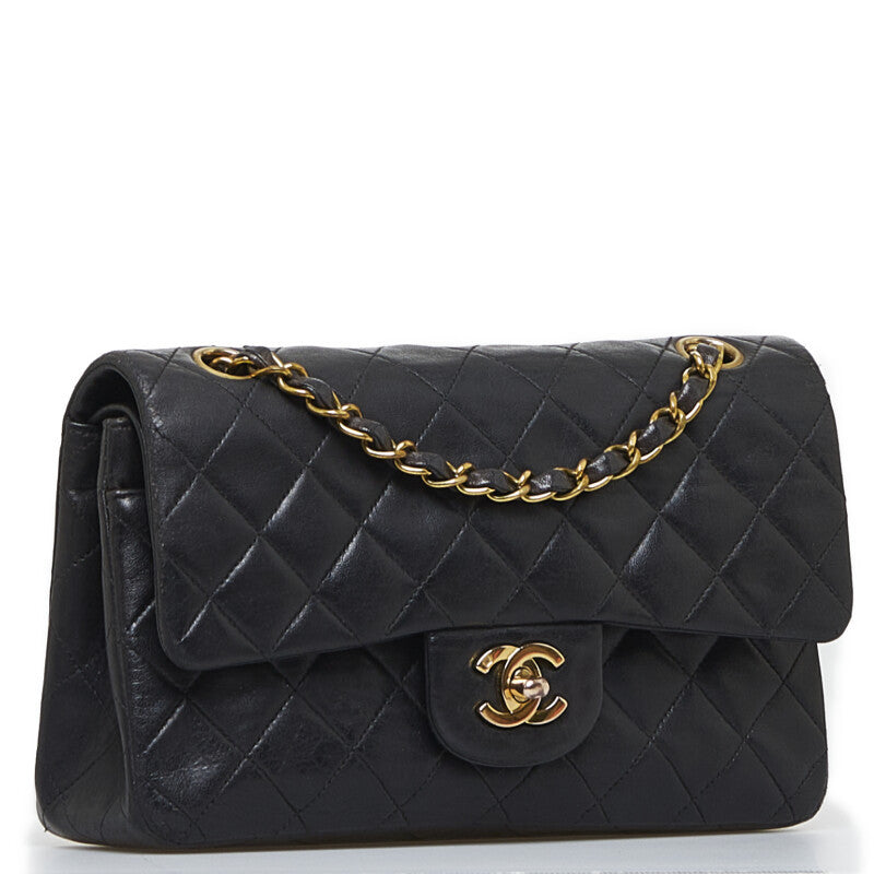 Chanel   Classic Double Flap Shoulder Bag Small Black Lambskin