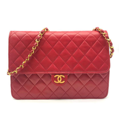 Chanel Red Quilted Lambskin Leather Flap Shoulder Bag