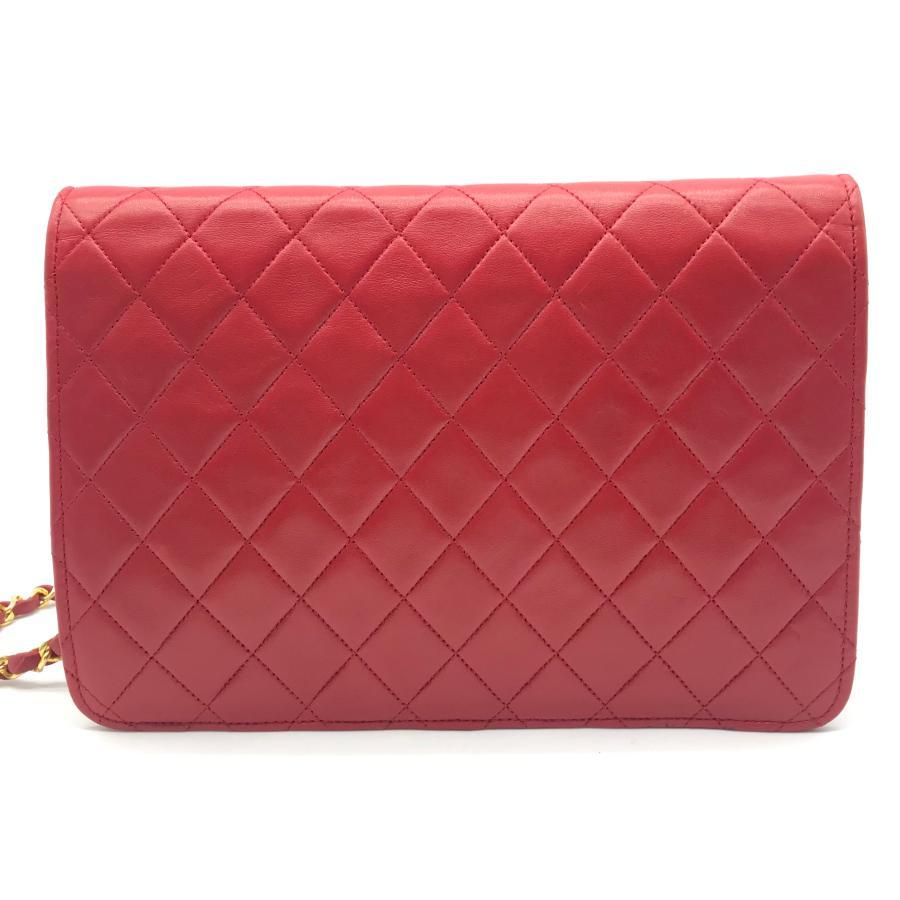Chanel Red Quilted Lambskin Leather Flap Shoulder Bag