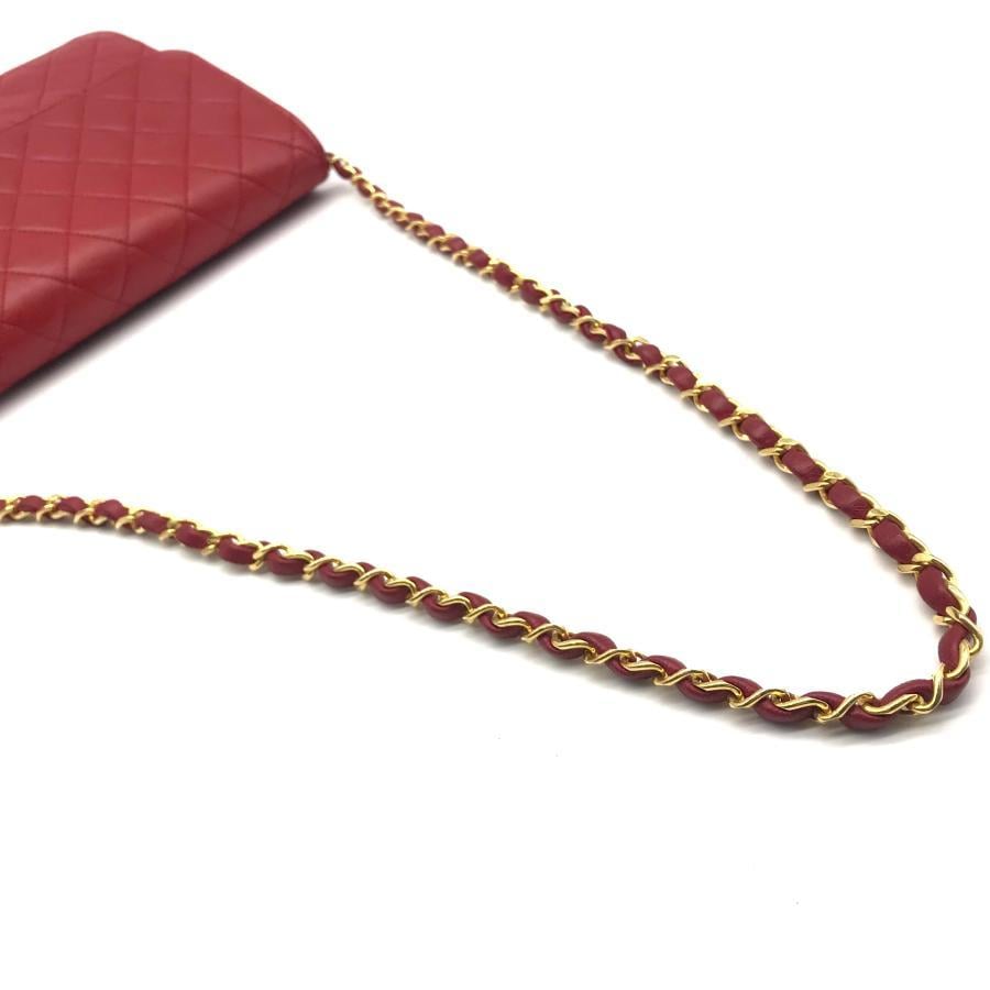 Chanel Red Quilted Lambskin Leather Flap Shoulder Bag
