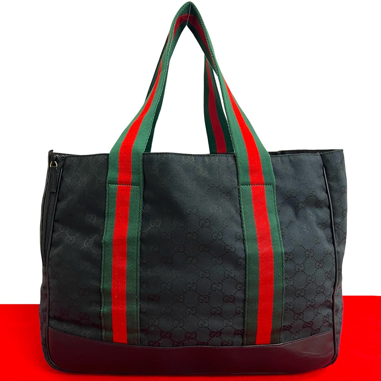 Gucci GG Canvas Leather Tote Bag