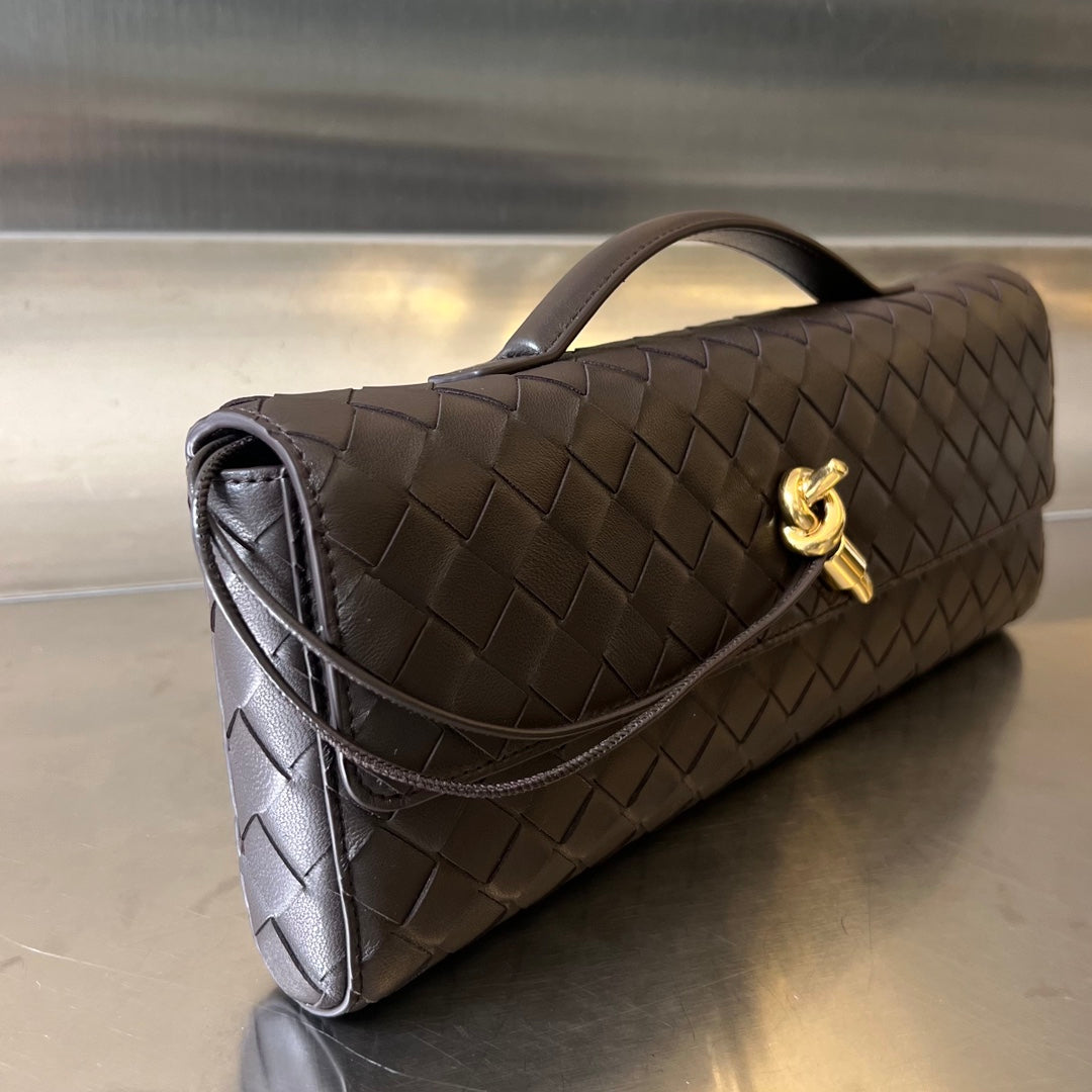 Amelia Long Clutch Andiamo With Handle 31cm Chocolate Calfskin Ghw Amelia