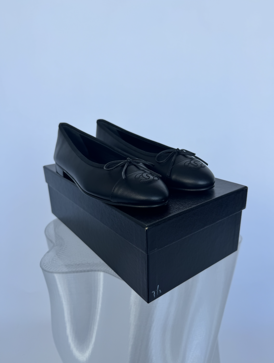 Chanel Full Black Smooth Calfskin Ballet Flats - FULL SET